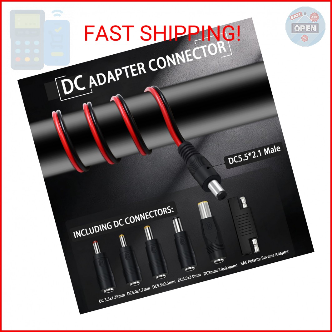 COMeap SAE to DC Adapter for Jackery Solar Panel, 3FT SAE Plug to DC5521 Male Co