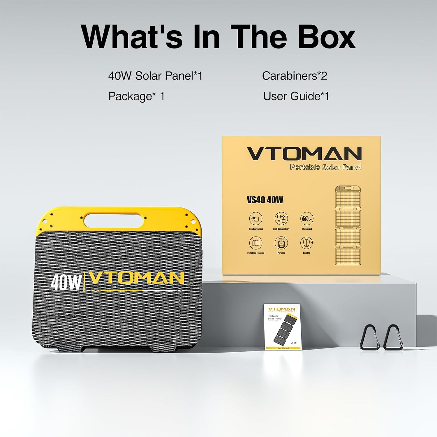 VTOMAN VS40 Portable Solar Panel 40W 13.9V, 25% High Efficiency Foldable Solar