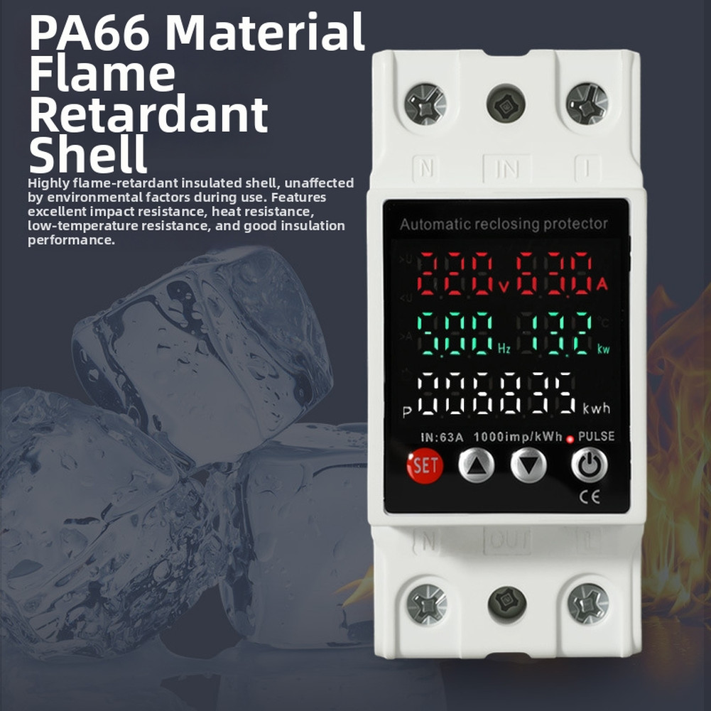 PA66 Overvoltage Protector AC 80-300V 63A for Shutter and Heating Systems