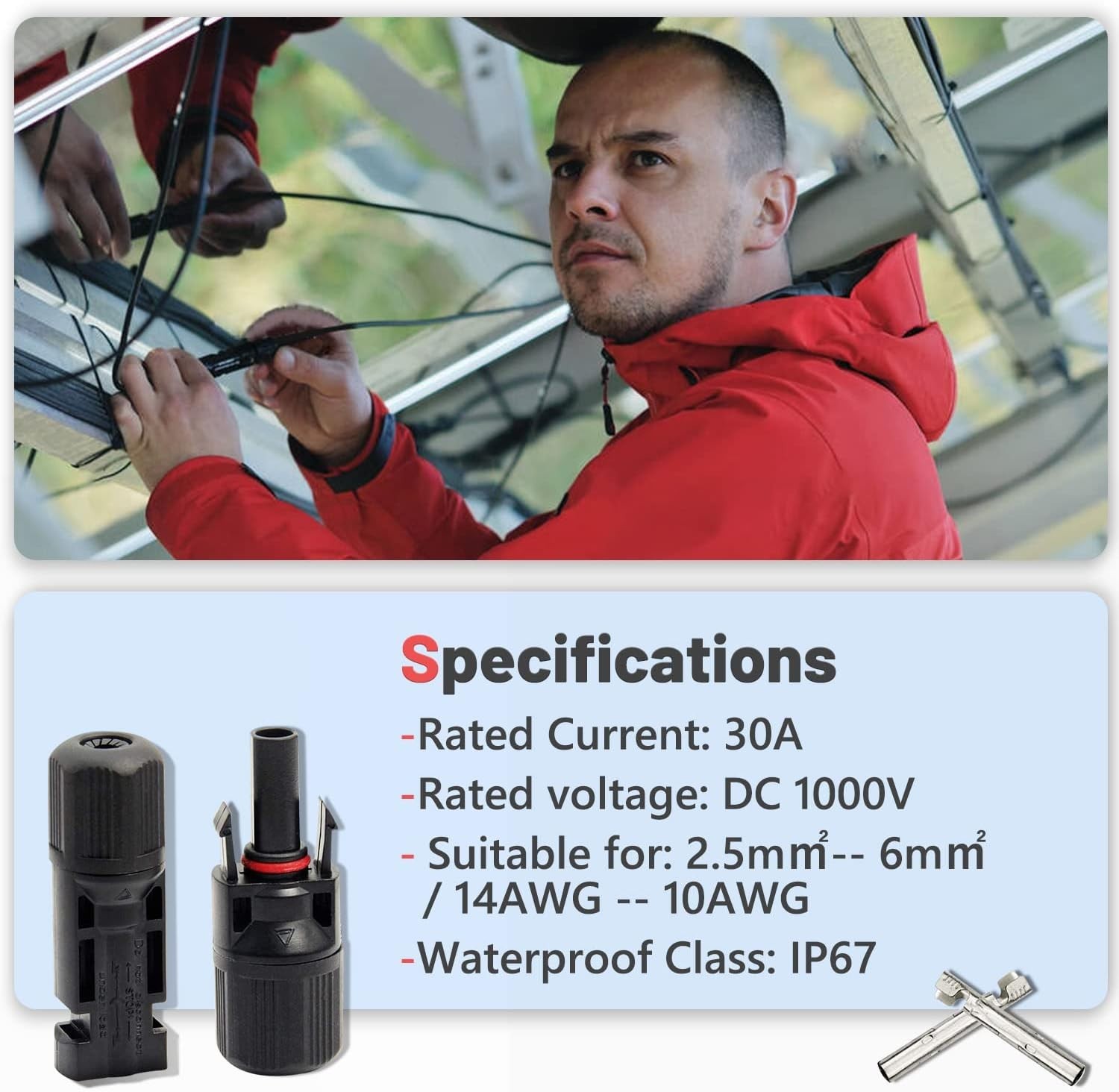 6 Pairs of Heavy-Duty Waterproof Solar Panel Connectors – Male & Female Design