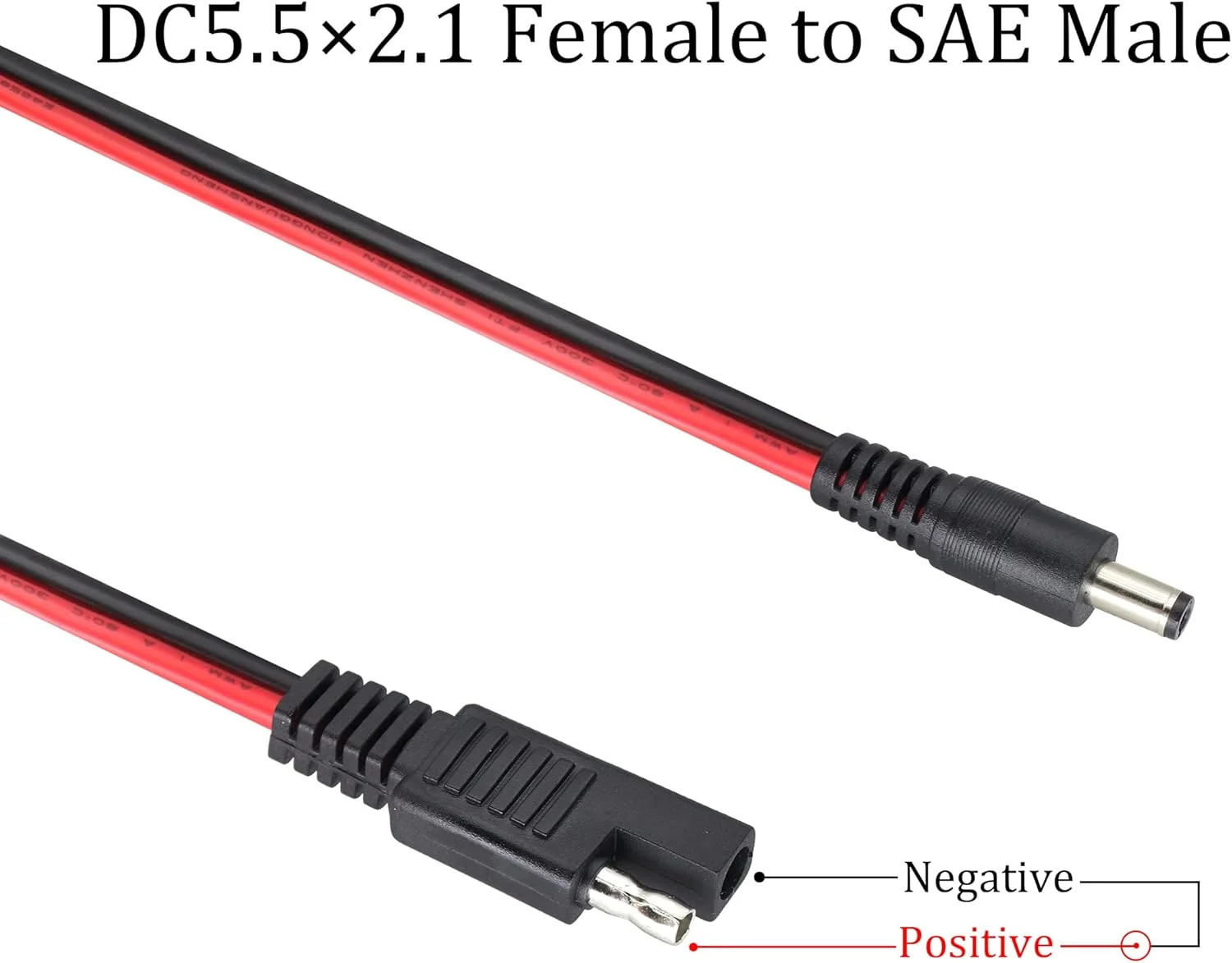 2Pack SAE to DC Adapter Cable SAE Plug to DC 5.5mmx2.1mm Male Connector Cables w