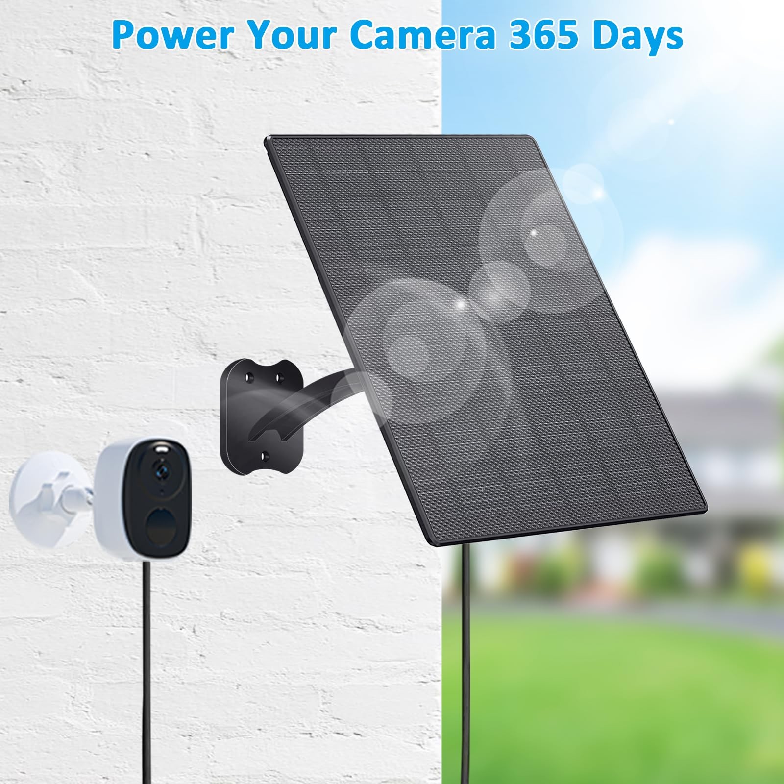FUTUREZEN 10W Solar Panel for Security Cameras, DC/USB-C/USB, Black, 1 Pack |…