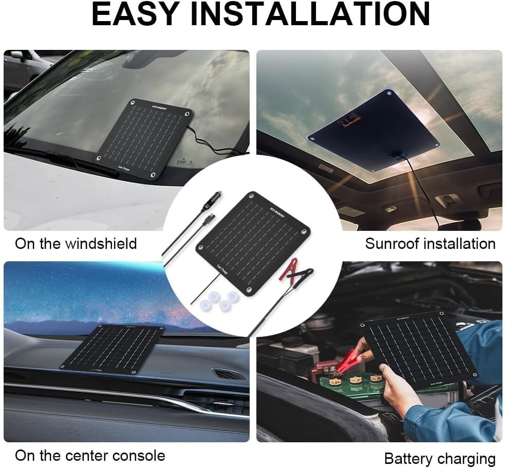 10W Waterproof Solar Battery Charger for Cars, Trucks & Boats – Portable & Safe