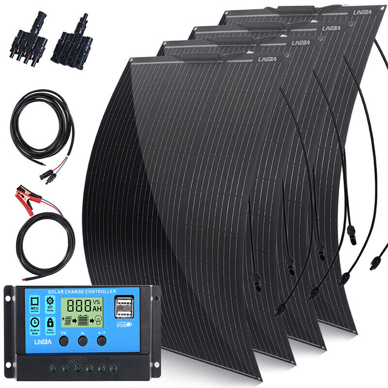 200W 400W 12V Portable Flexible Solar Panel Kit Waterproof IP67 for Outdoor RVs