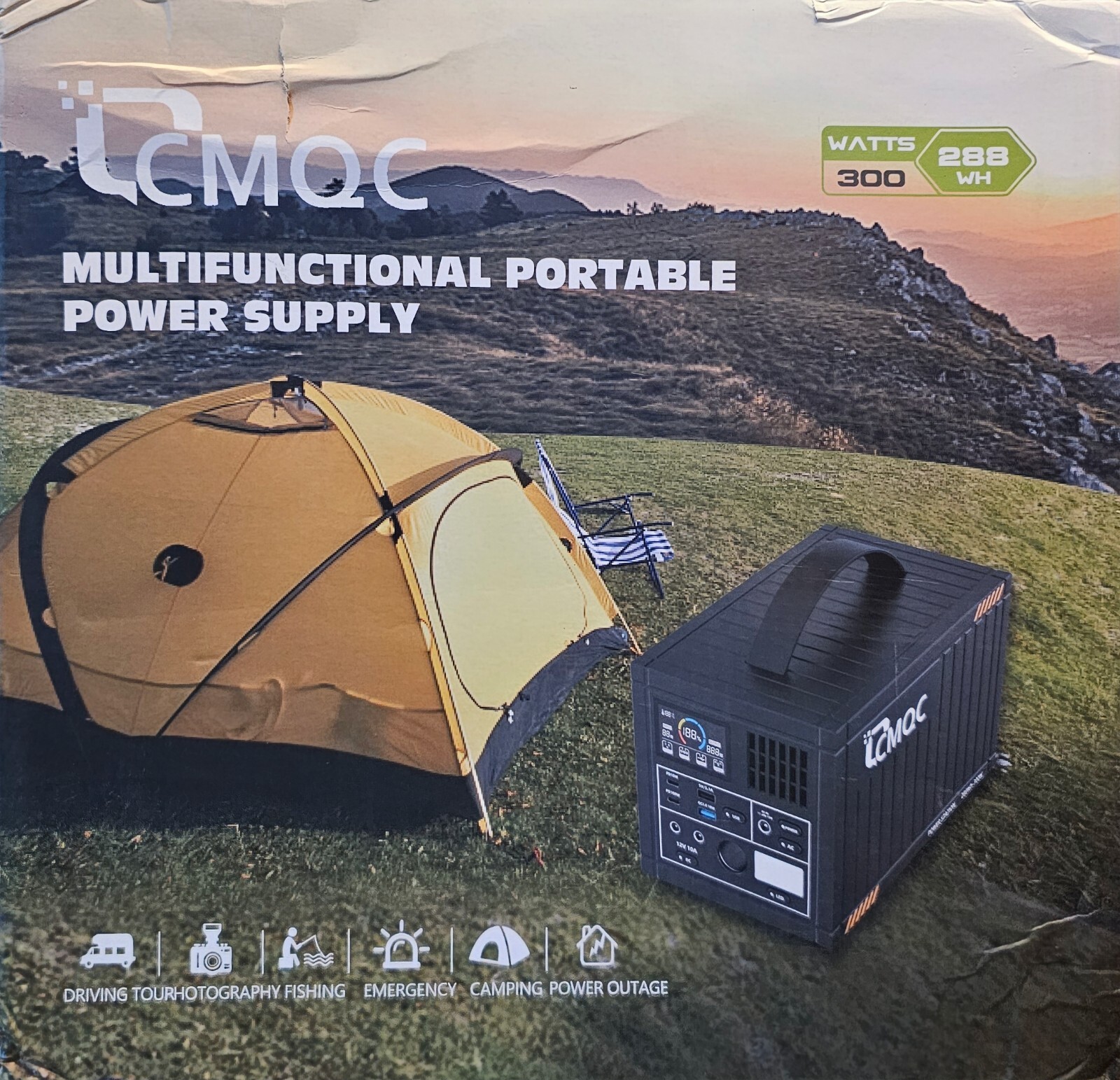 CMQC Portable Power Station 300, 110V/300W Sine Wave Power Bank LiFePO4
