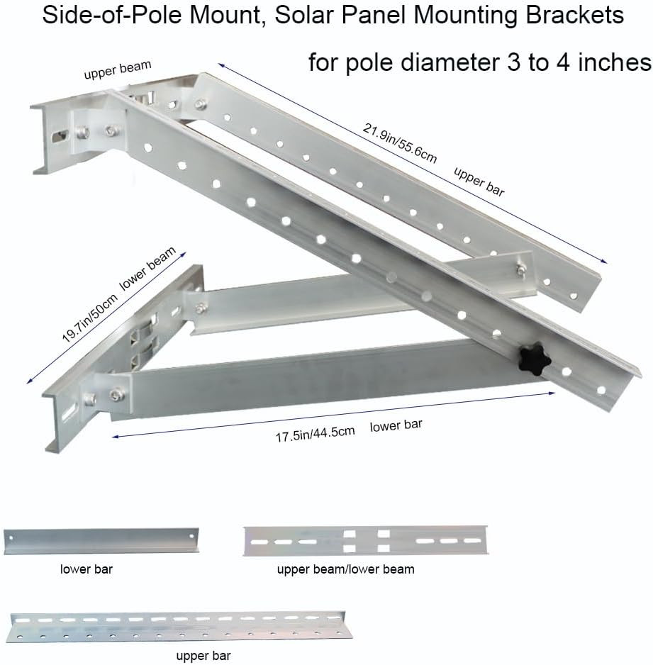Solar Panel Mounting Bracket Pole Mounts Kit up to 30W (Pole Not Included)