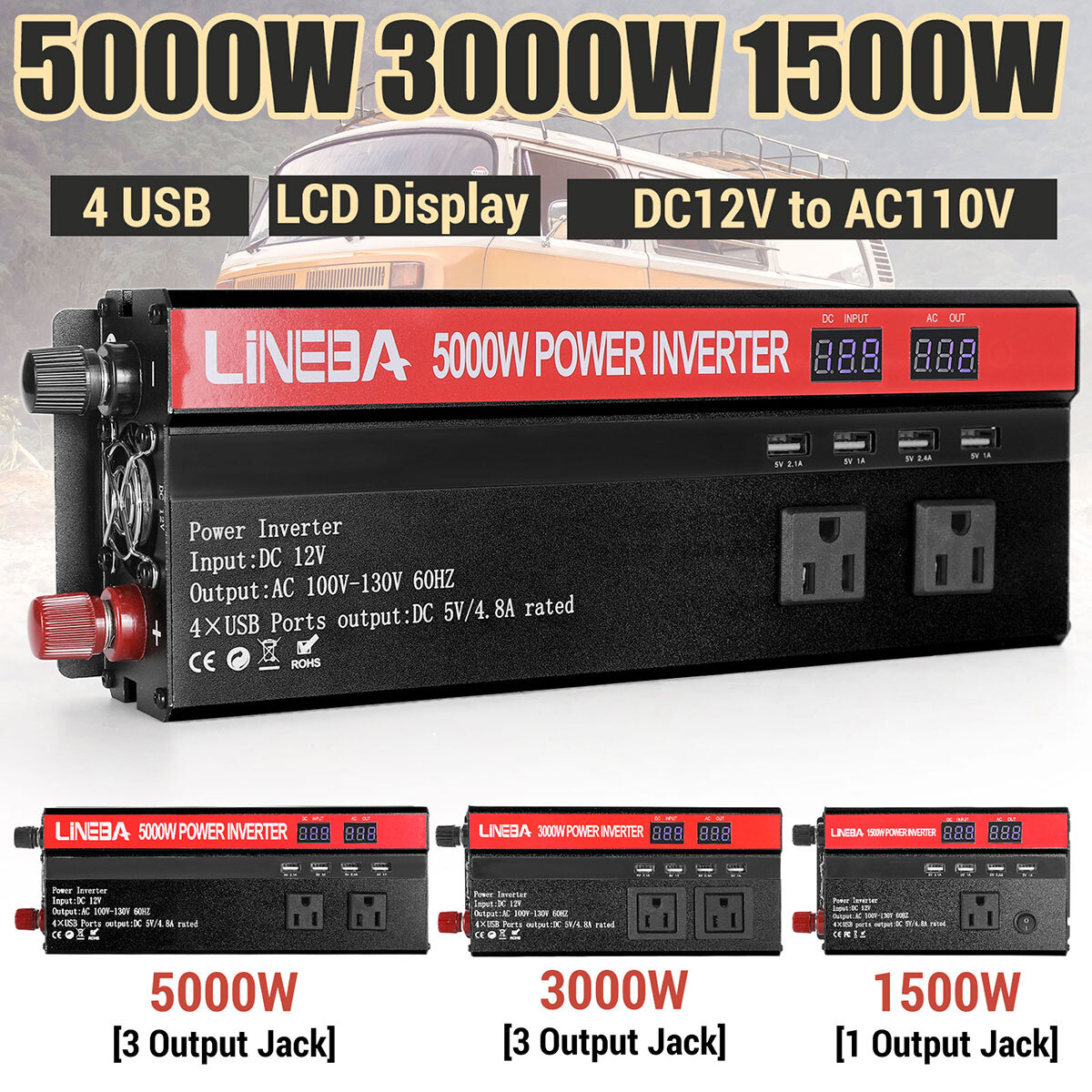 Solar Panel 200W 12V Portable Solar Panel Charger,With 5000W Inverter Controller