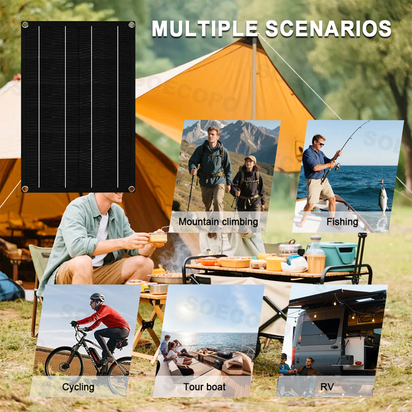 1800W RV Solar Panel Kit – 3 x600W Flexible Panels + 100A Controller + Y-Cable