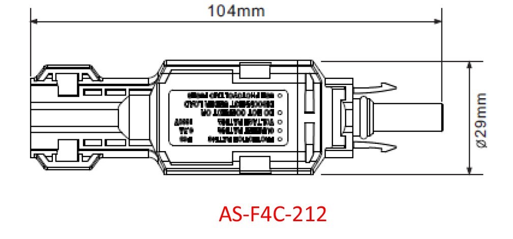 PV In-line Fuse holder with Fuse F4C-212-1038 (10*38) 1000v 15A, Male/Female