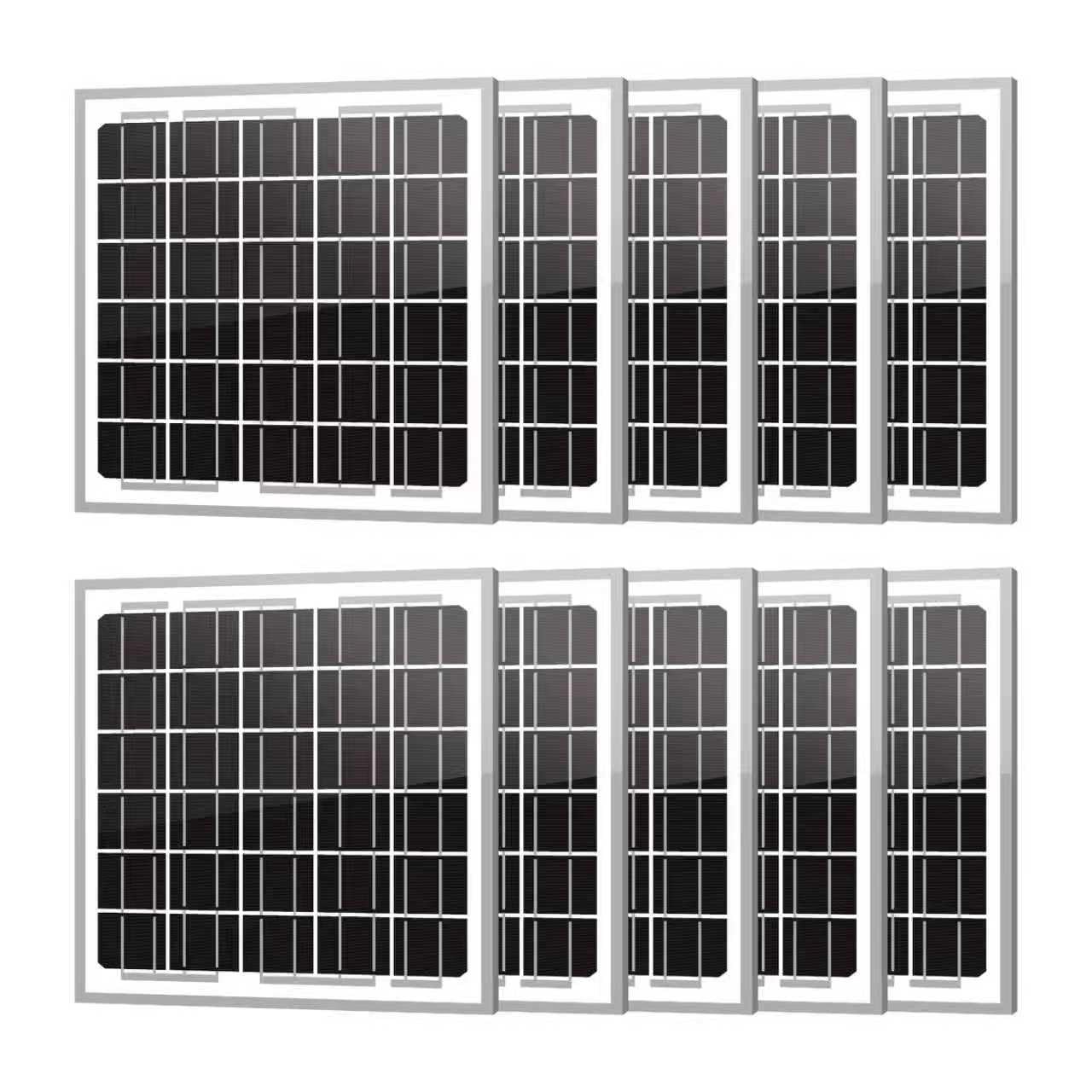 Newpowa 10PCS 5W(Watts) 12V(Volts) 10BB Solar Panels, High-Efficiency Monocry…