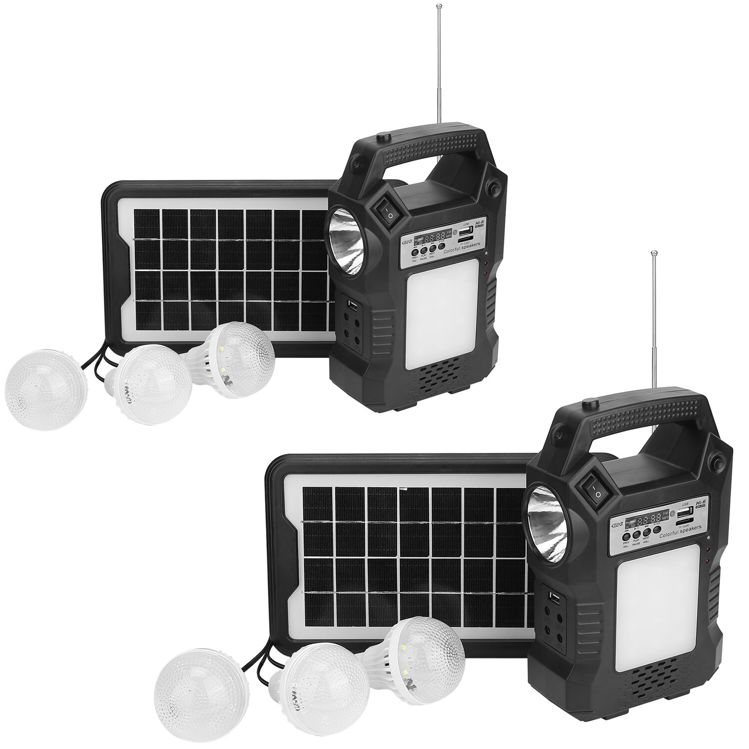 2PCS Power Station Solar Generator Panel Power Bank Outlet Emergency W/ 6 Bulbs