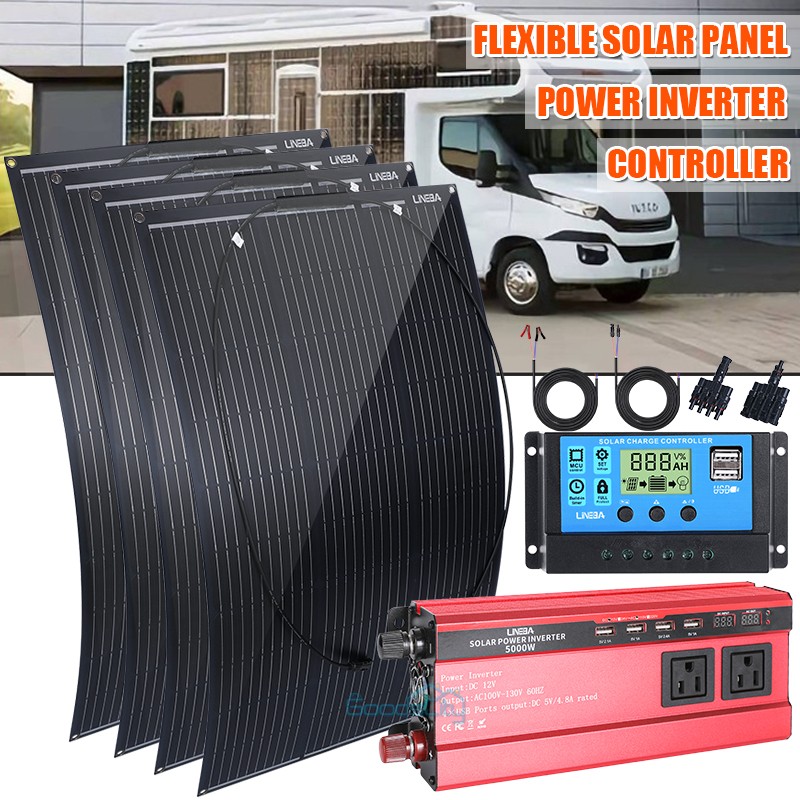 200W 400W Portable Monocrystalline Solar Panel RV Battery Solar Charger kit