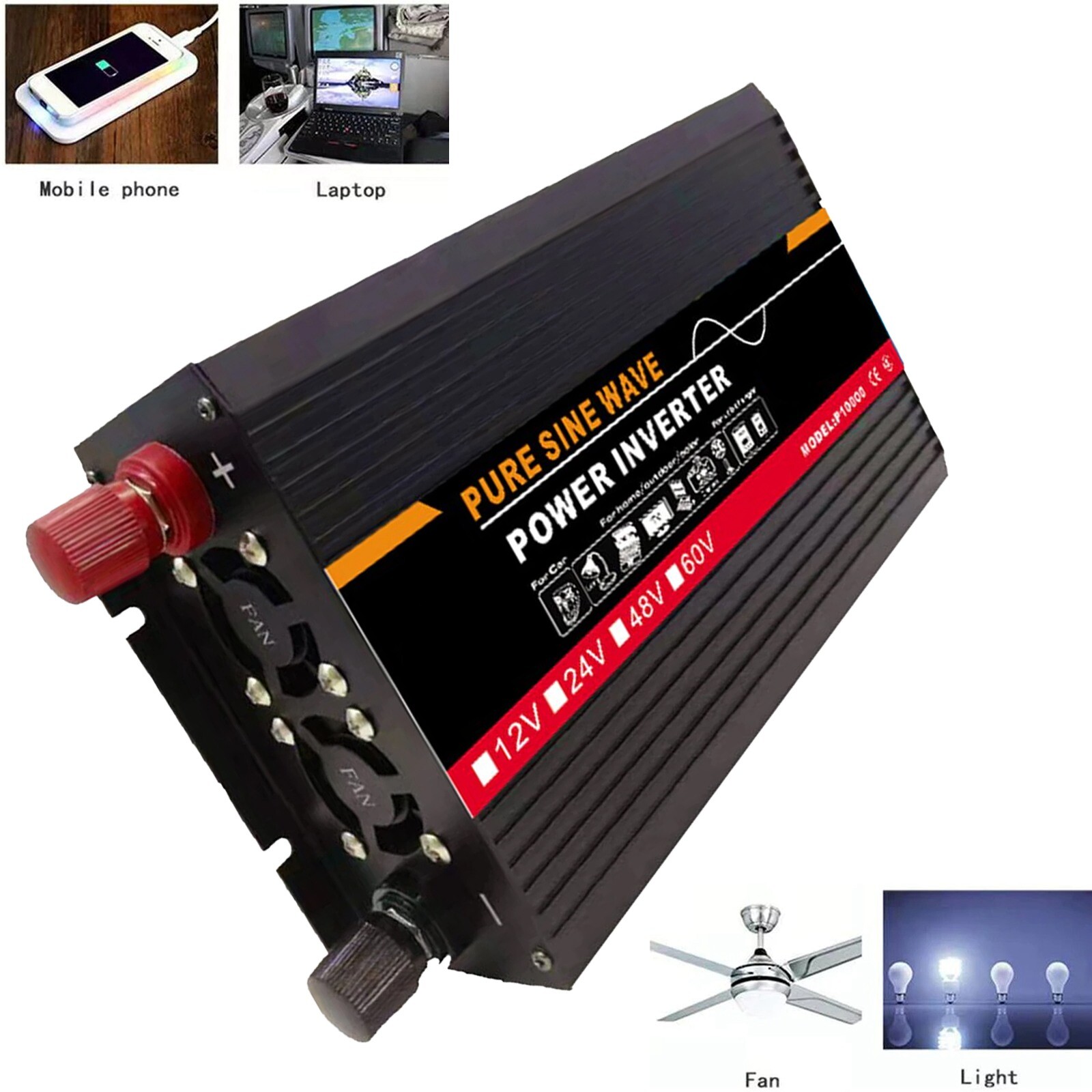 Battery Power Inverter 3000W DC 48V to AC 220V Pure Sine Wave Solar Converter