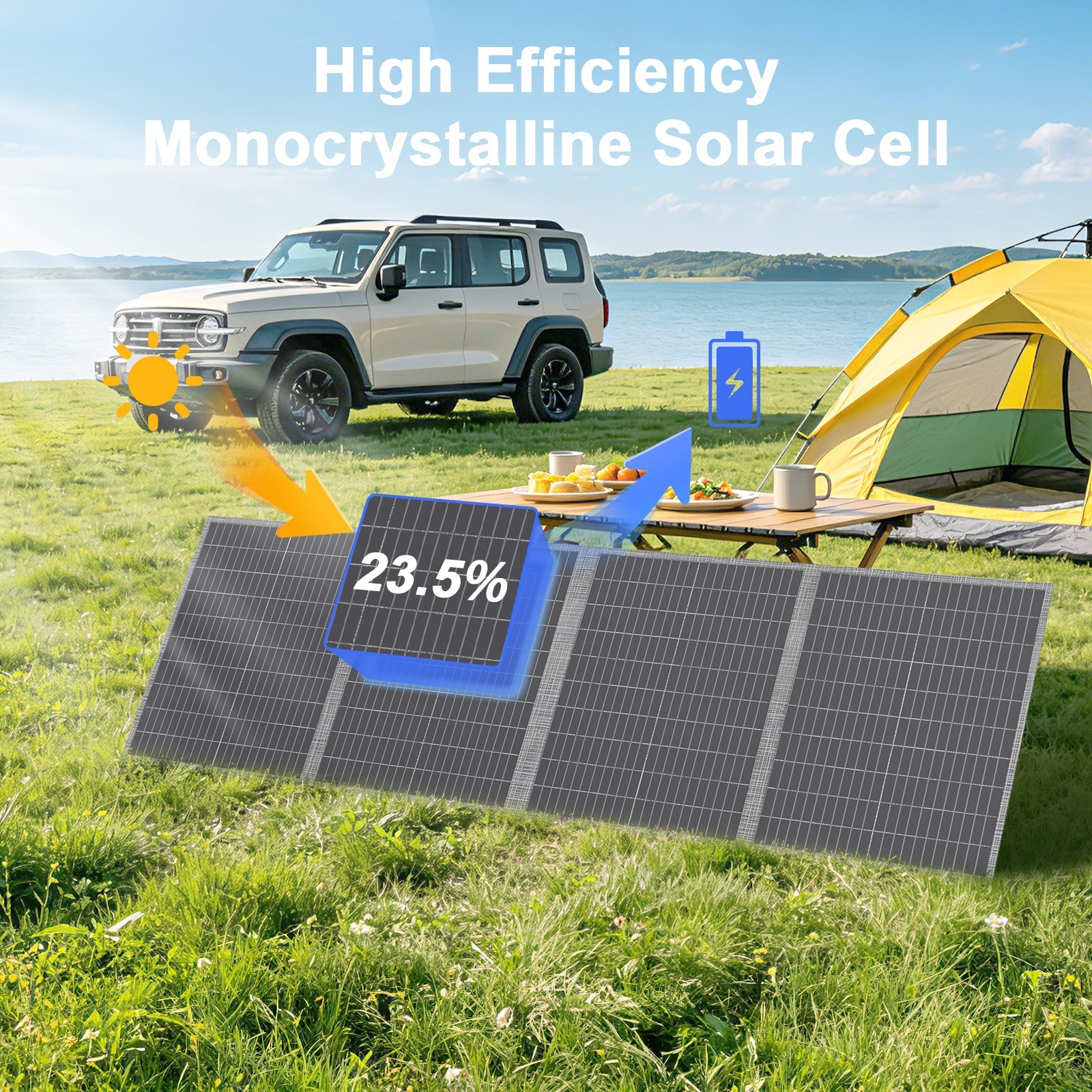 MHPOWOS Folding Solar Panel 100W 200W High Efficiency for Bluetti Elite 30 v2