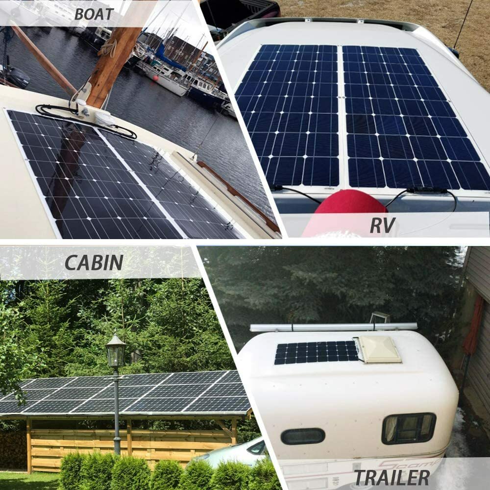 100W Mono Solar Panel 12V Car Battery Charger Rooftop Boat RV Home Off Grid