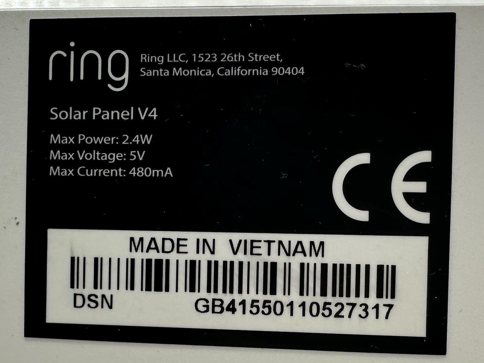 Ring Solar Panel V4 Charger for Camera & Mounting Base