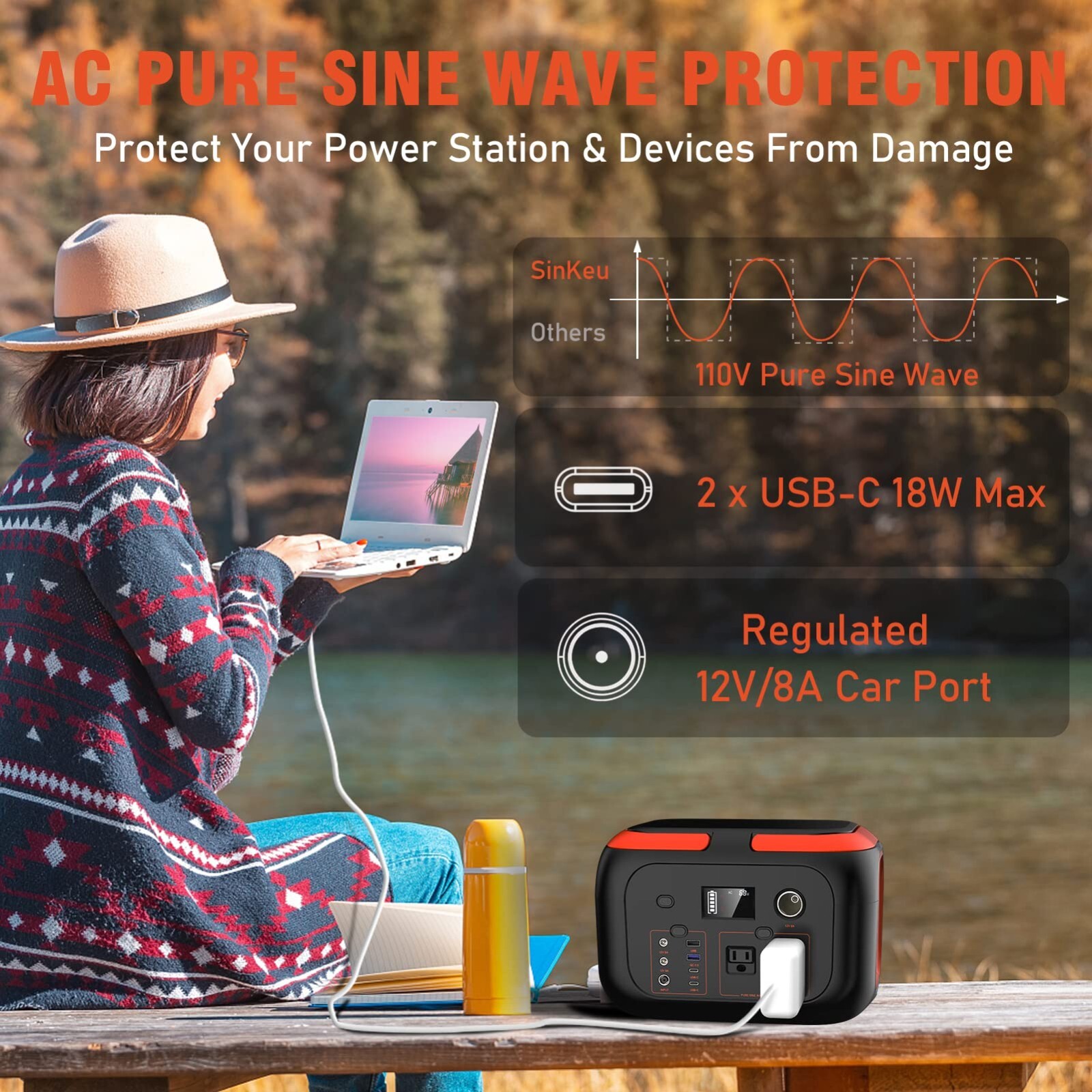Portable Power Station 600W, 296Wh/80000mAh Backup Lithium Battery Pack Bank