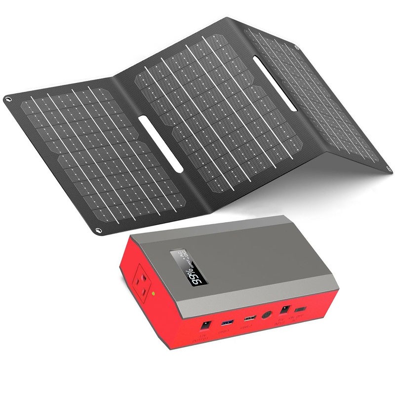 65W Portable Power Station Bank Solar Generator 30W Solar Panel Camping Charger