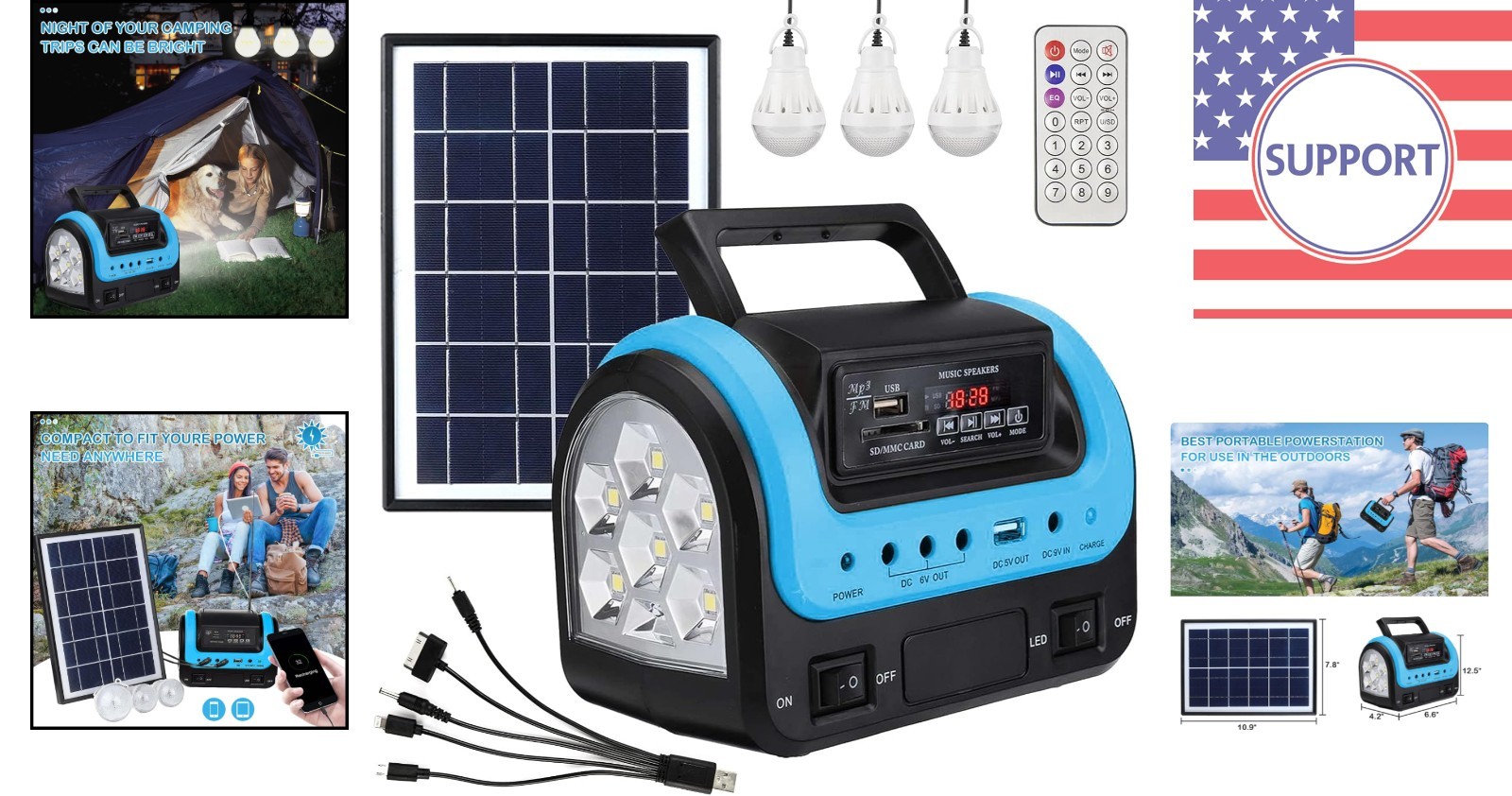 Emergency Solar Power Generator – 144W Portable Power Bank with LED Light