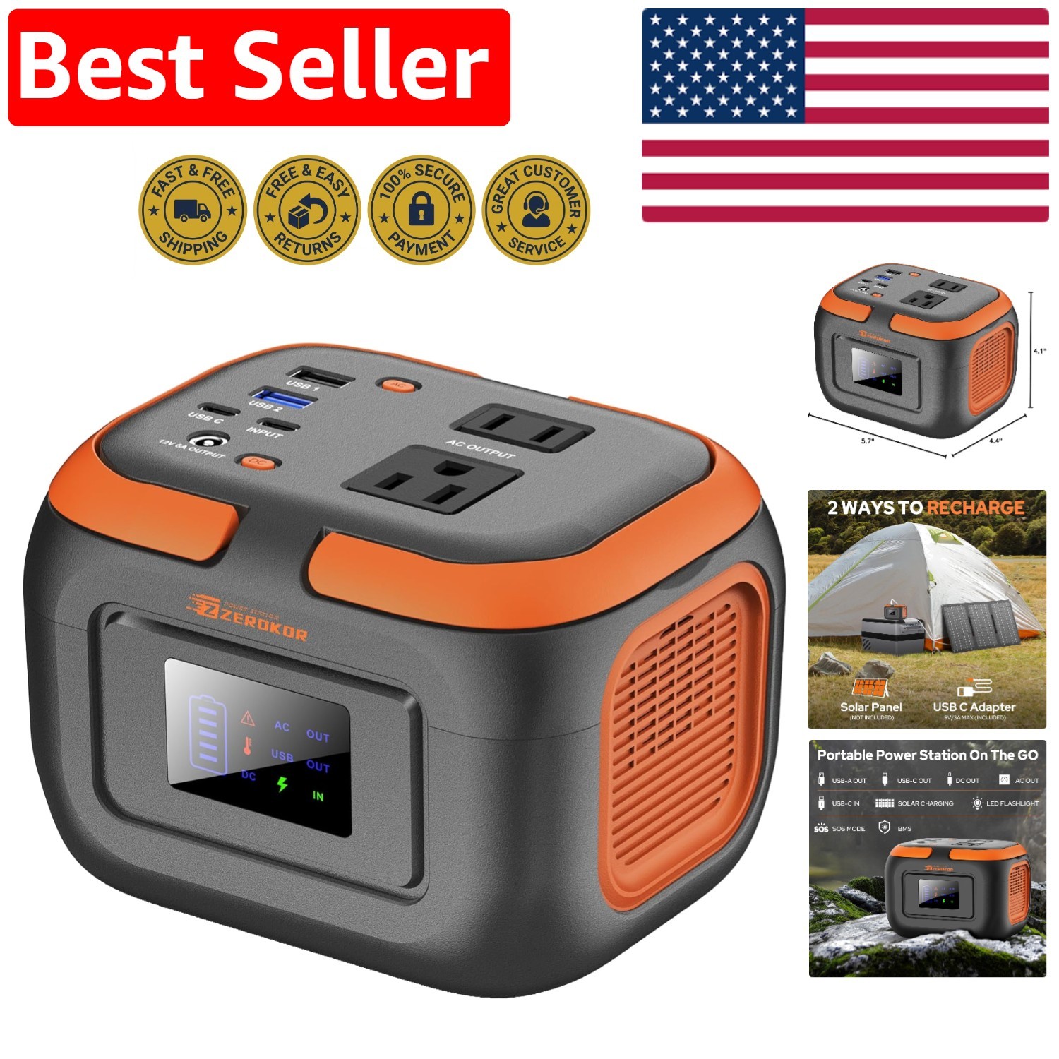 97.6Wh External Battery Power Pack with LED Light for Adventure & Emergency Use
