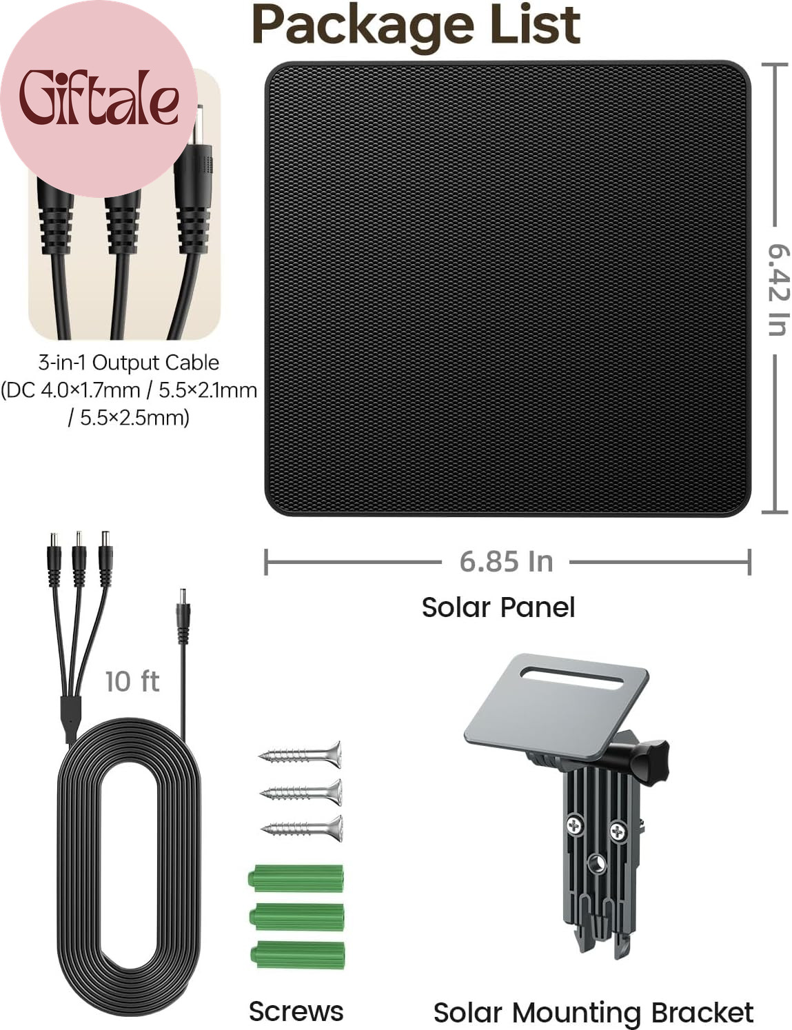 Trail Camera Solar Panel, 6W Solar Battery Charger 12V/1.5A with 10000Mah Built