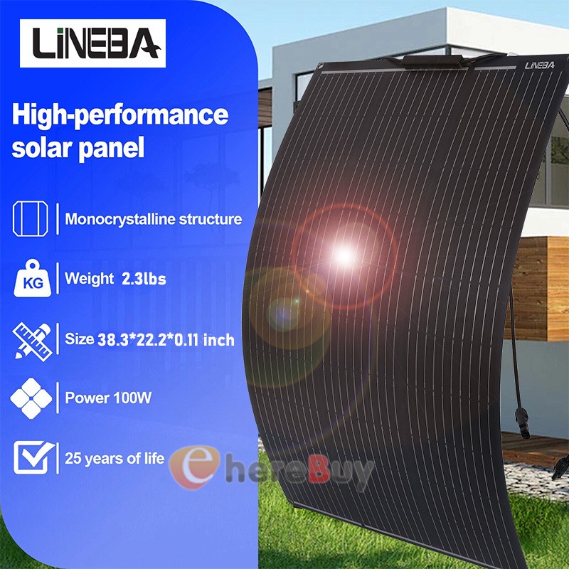 100W Mono Solar Panel 12V Monocrystalline for Home/Caravan/RV/Camper
