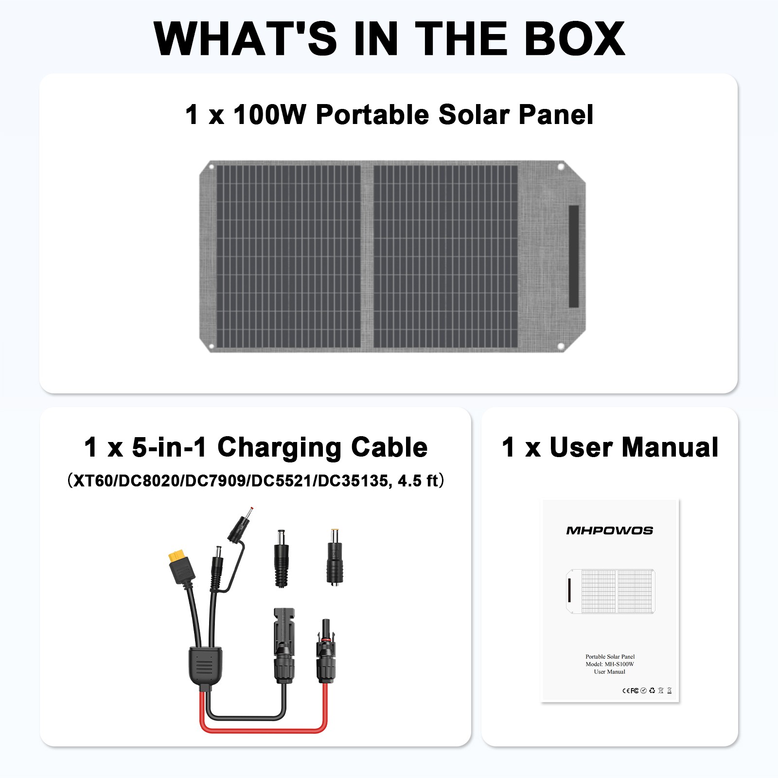200W Solar Panel kit 100W for BLUETTI Elite 30 V2 100 V2 EB3A AC2A power station
