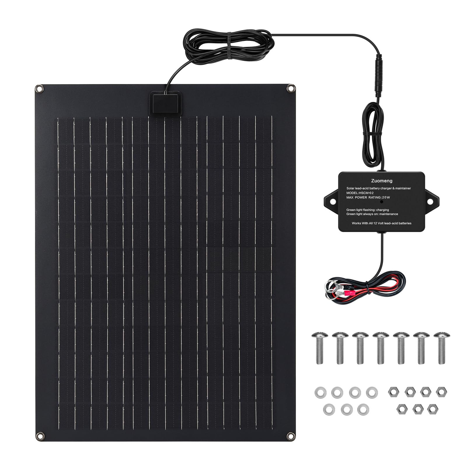 Solar Battery Charger Maintainer, Zuomeng 20W Solar Panel Kit for Dump Traile…