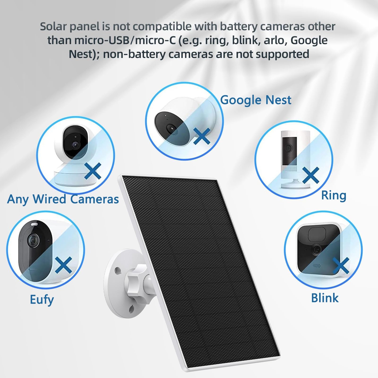 Solar Panel Charger for Security Camera Outdoor, 5W Solar Panels with Micro U…
