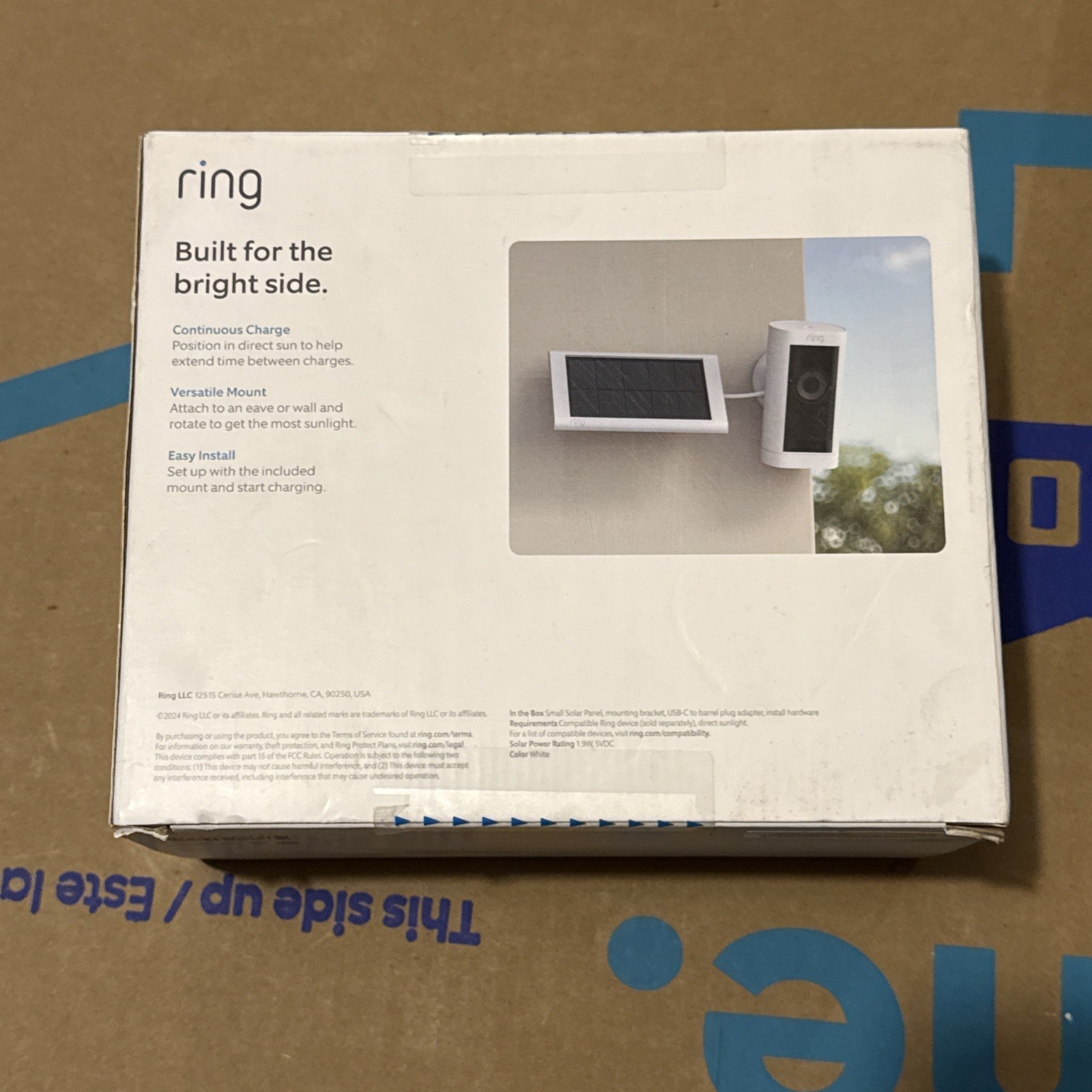 Ring Small Solar Panel 1.9W for Outdoor Camera White With Flexible Mount