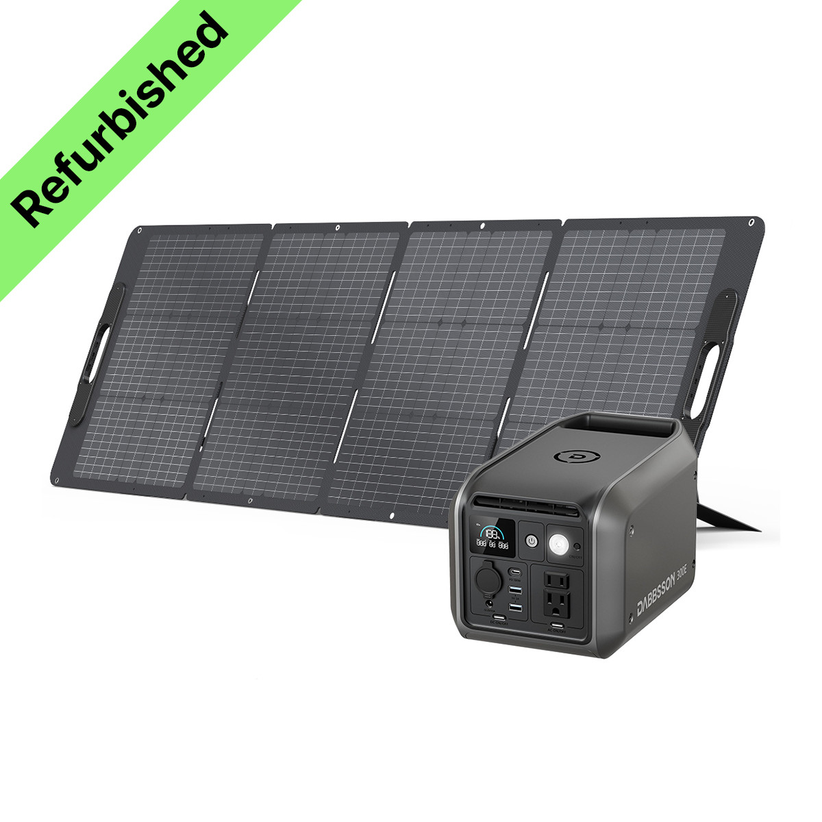 Dabbsson Portable Power Station 298Wh 300W w/ 120W Folding Solar Panel Camping