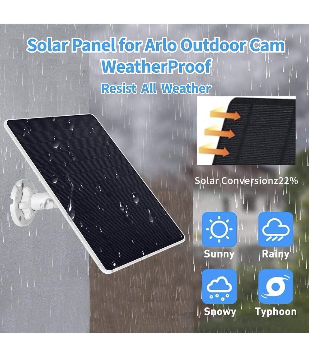 Cargador de panel solar para Arlo Essential 2K para exteriores