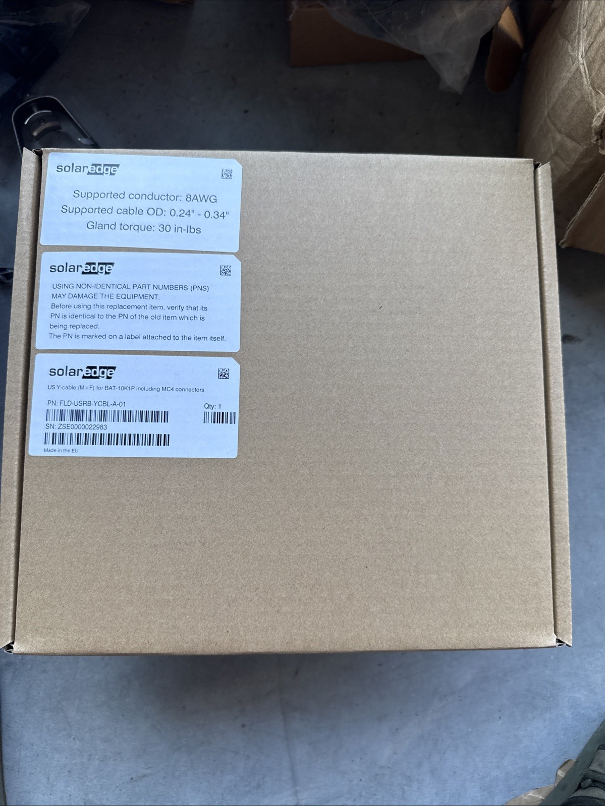 SolarEdge Field Kit FLD-EURB-YCBL-A-01 Parallel Y-Cable 400V Home Battery 10K1P