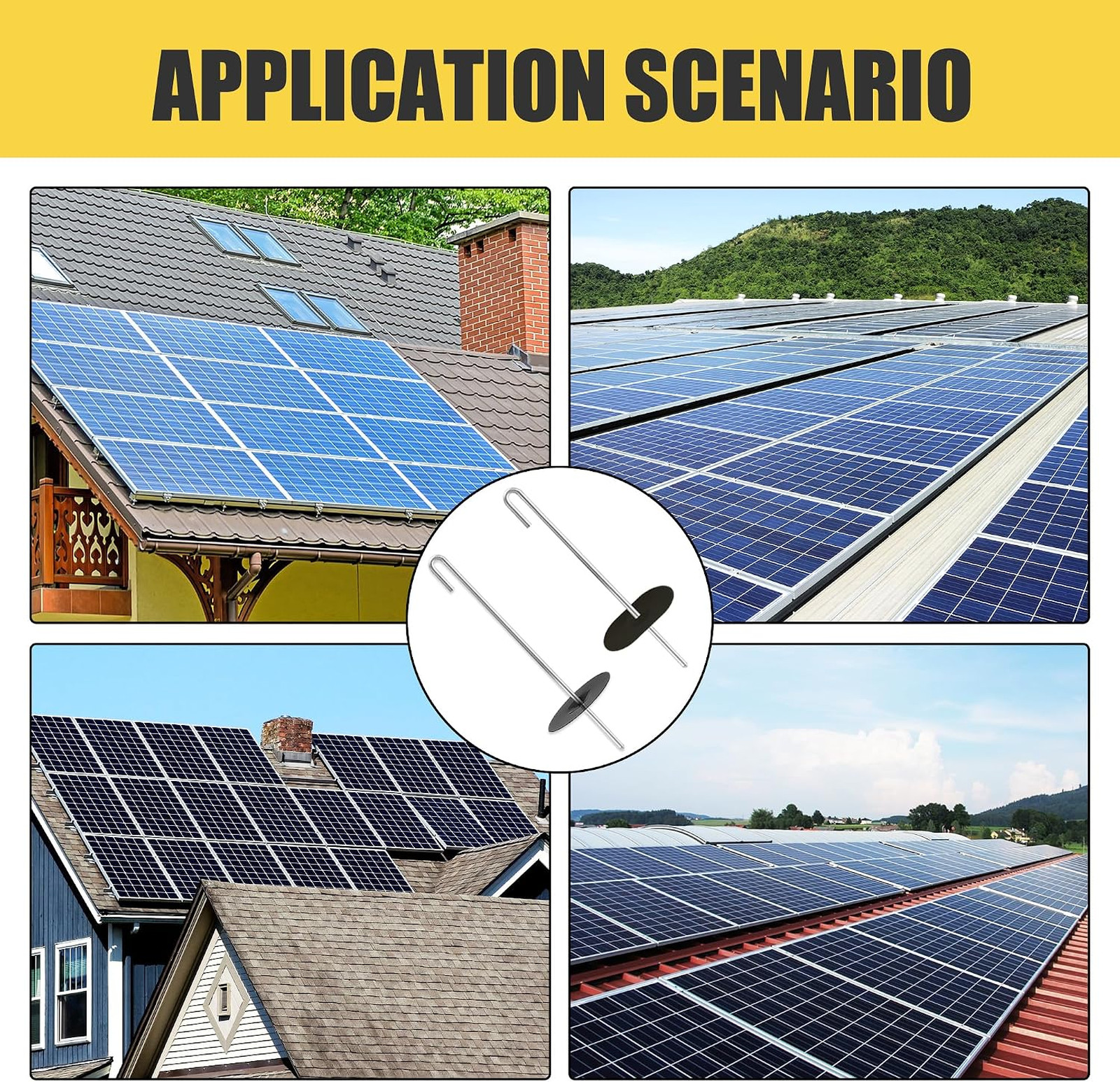 Solar Panel Bird Mesh Clips Aluminum J-Hook and Washer 50 Sets No Drill Critter