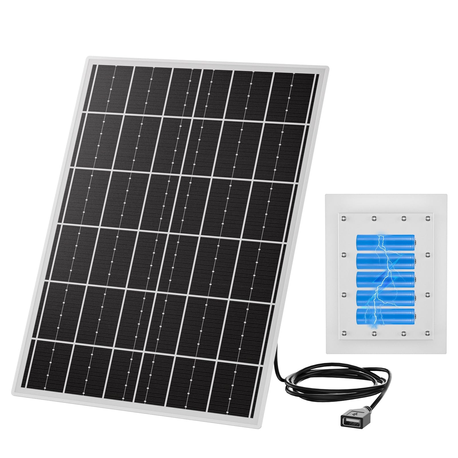 15W 5V Solar Panel for Outdoor Security Camera with 20Ah LiFePO4 Battery – Mo…