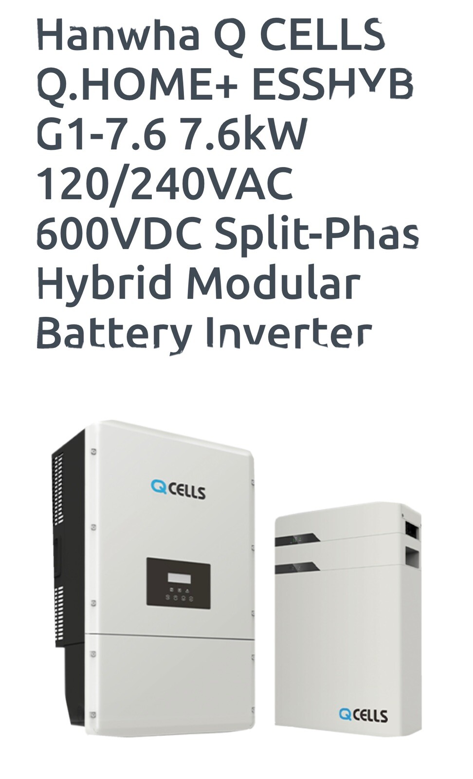 Q Cell Solar Inverter And Battery Back Up System