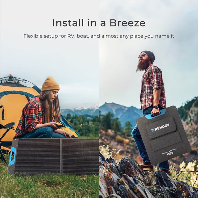 Renogy E.Flex-CORE 100W Portable Solar Panel, IP65 Solar Charger For Camping RV