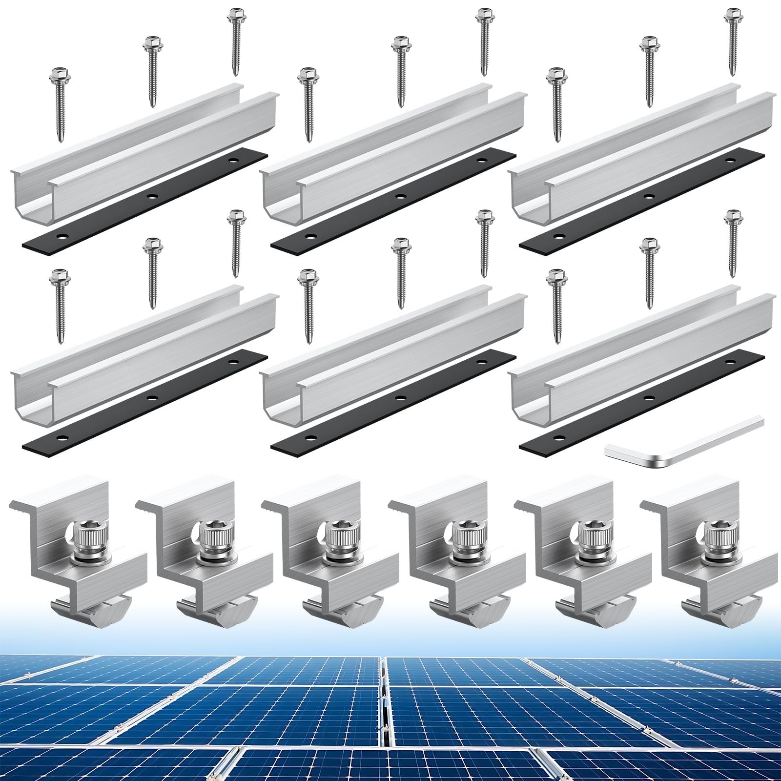Anbte Solar Panel Bracket Kit, 6 Pcs 7.87 in Aluminium Solar Panel Mounting R…