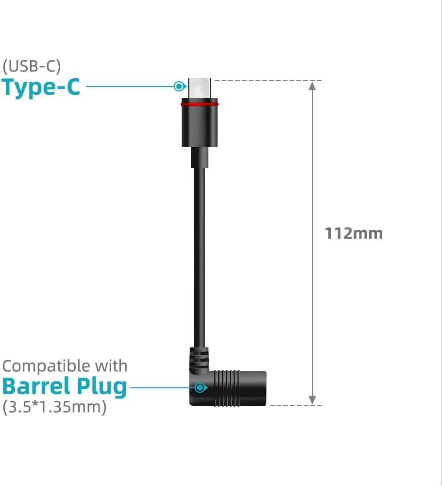 2PCS Barrel Plug to USB-C Adapter for Ring USB C Outdoor Cameras, Barrel Adapter