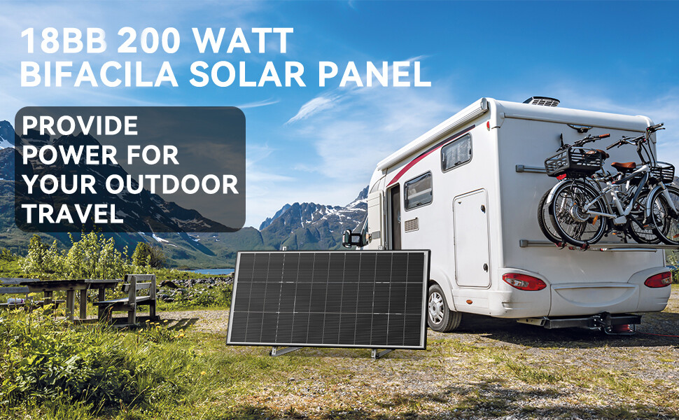 Bifacial Solar Panel 200W 12V Solar Battery Home PV Off-Grid Boat Power Charger