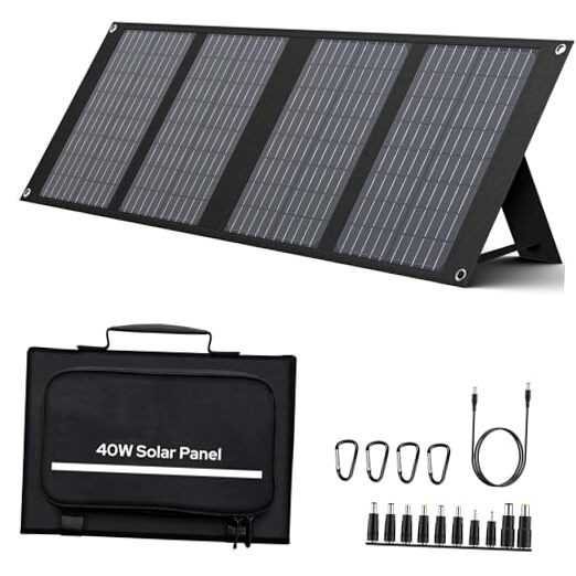40W Solar Panel 40 Watt Foldable Solar Panel for Portable Power – Black 40W