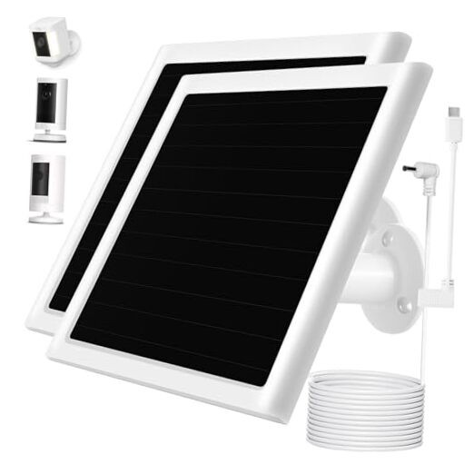 6W Solar Panel Charger for Ring Camera, Compatible with Ri ng Stick White 2Pack
