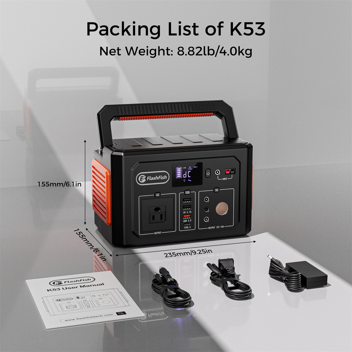 Flashfish K53 Portable Power Station 400W 400Wh Solar Generators Refurbished