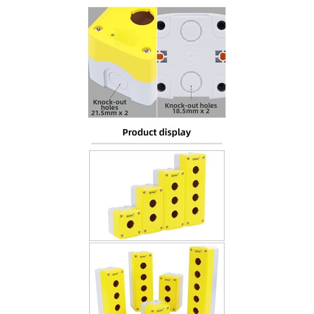 Industrial Push Button Control Box IP65 Waterproof ABS+PC Material Yellow