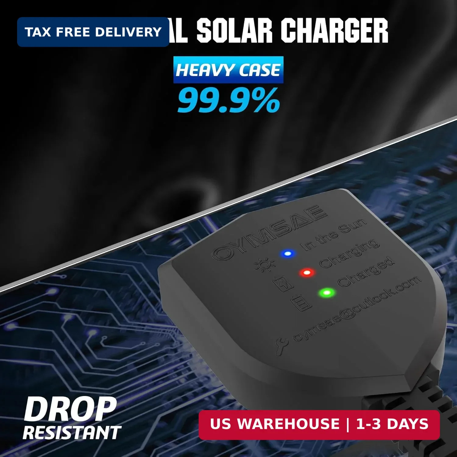 OYMSAE 12V Solar Battery Charger ，5W Waterproof Solar Battery Maintainer,Portabl