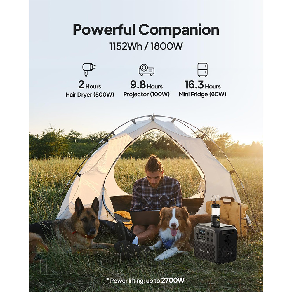 BLUETTI AC180 1800W 1152Wh Portable Power Station Solar Generator for Off-grid