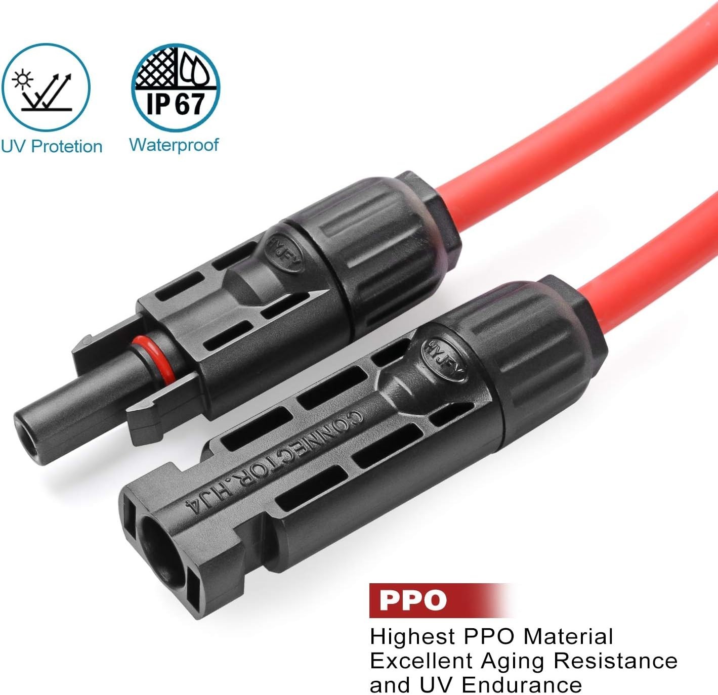 Solar Cable 6 Feet 10AWG Solar Extension Cable with Female and Male Connector…