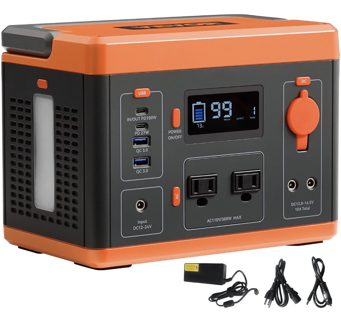 VEVOR Portable Power Station Solar Generator 296Wh 300W Backup Lithium Battery