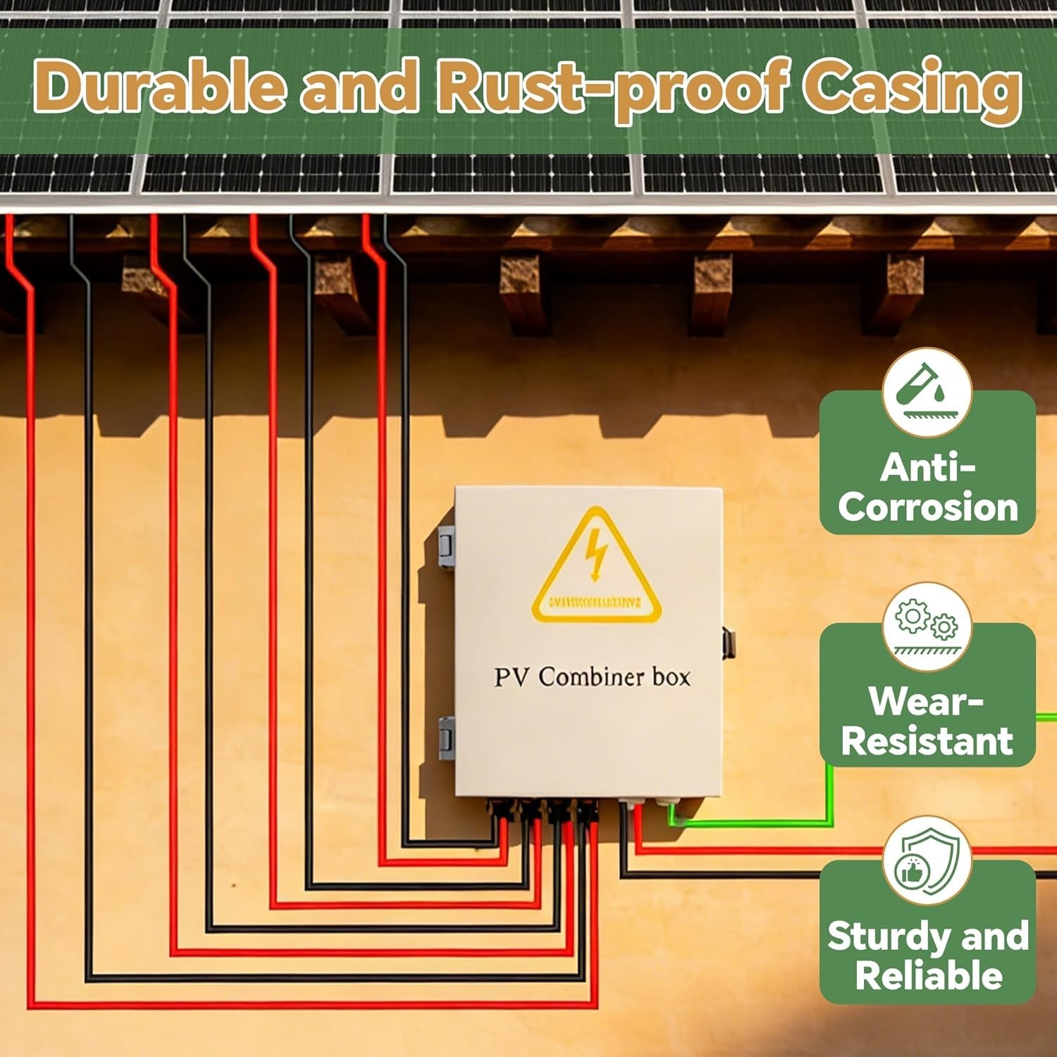 Durable 4 String PV Combiner Box – 63A Breaker, 15A Fuse & Easy Installation