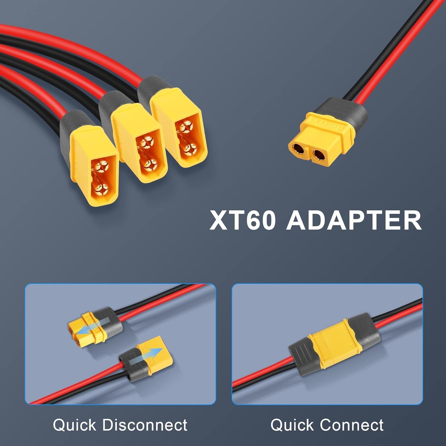 XT60 Splitter Extension Cable 1 Female to 3 Male Connector Adapter,12AWG XT60 Po